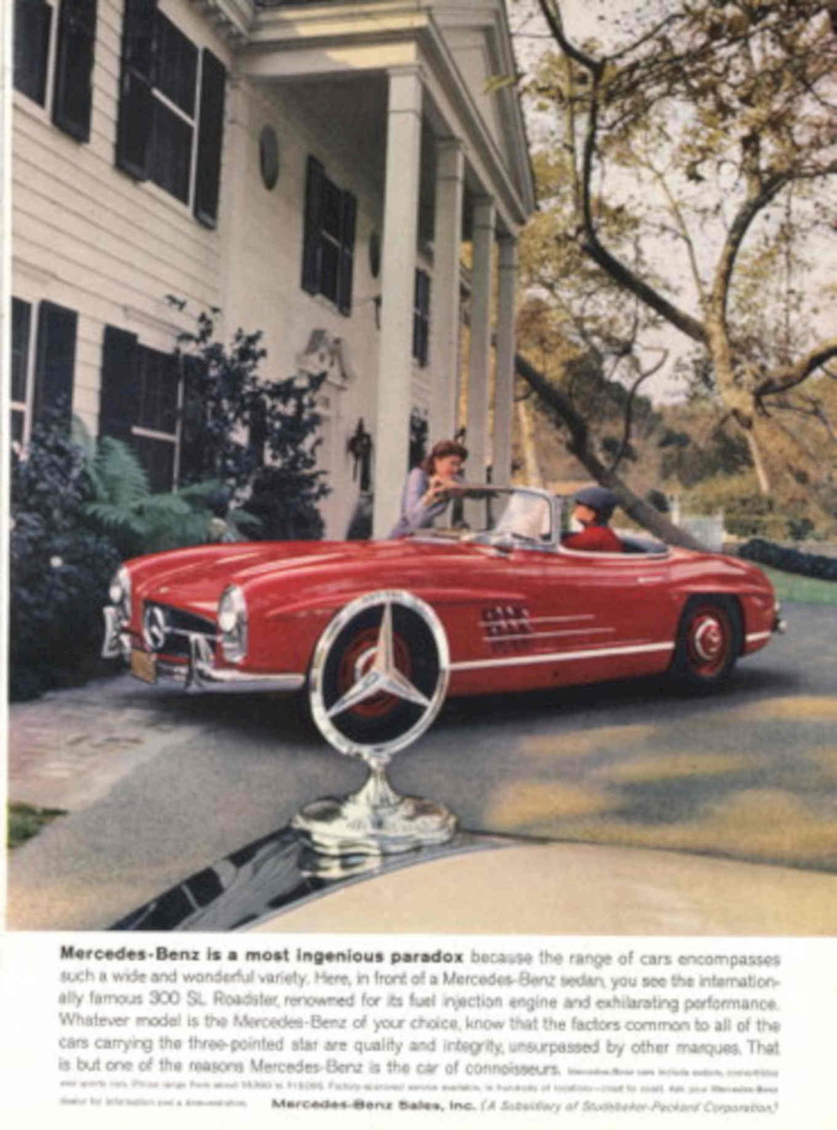 Red Mercedes Roadster 1950s Vintage Retro Advert Poster