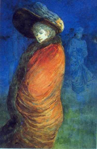 Red Overcoat by Somm Impressionism A4 Photo Print