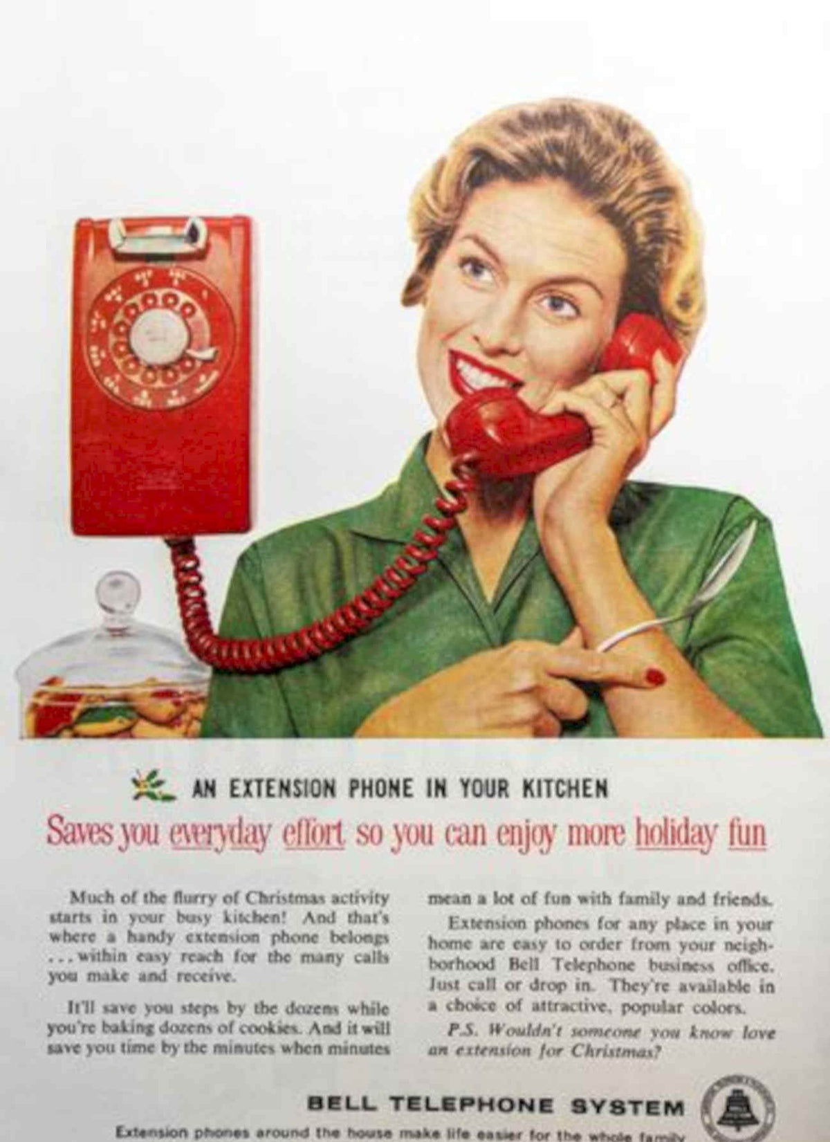 Red Phone Kitchen Vintage Retro Advert Poster A4 Photo Print