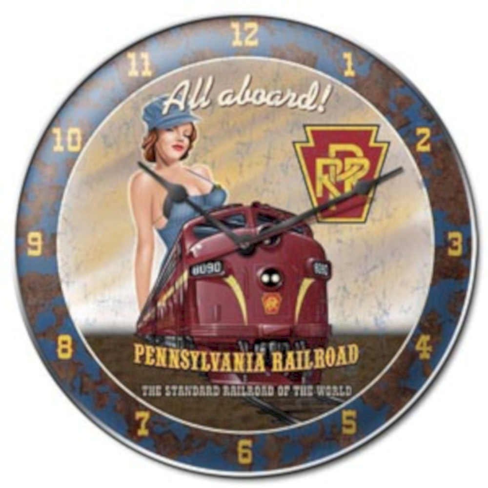 Red Railroad Clock Vintage Retro Advert Ads A4 Photo Print
