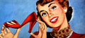 Red Shoes Highheel 1950s Vintage Retro Advert Poster