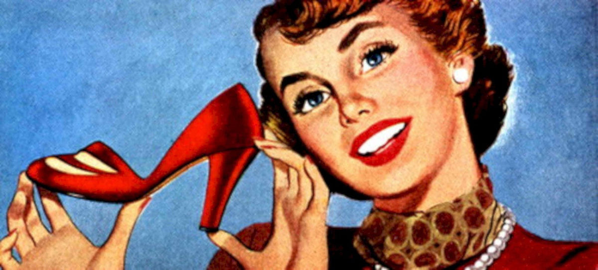 Red Shoes Highheel 1950s Vintage Retro Advert Poster