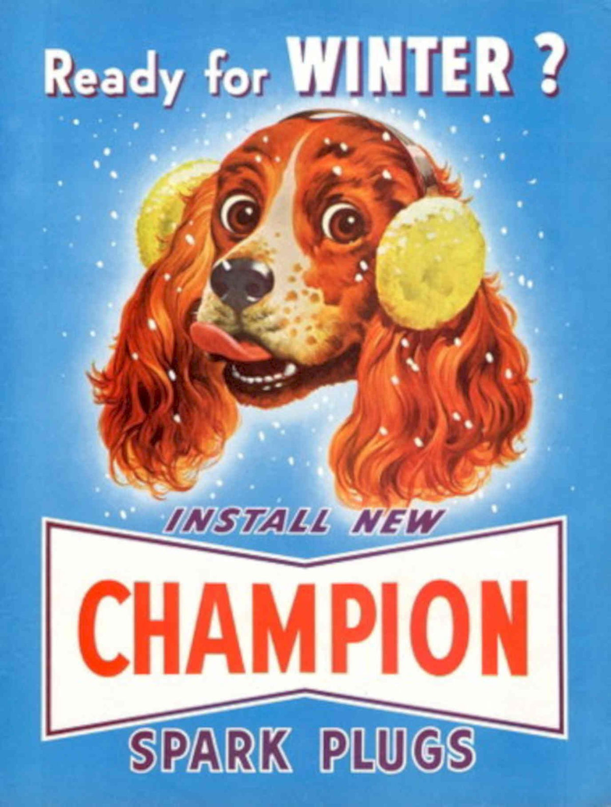 Red Spaniel Winter 1940s Vintage Retro Advert Poster