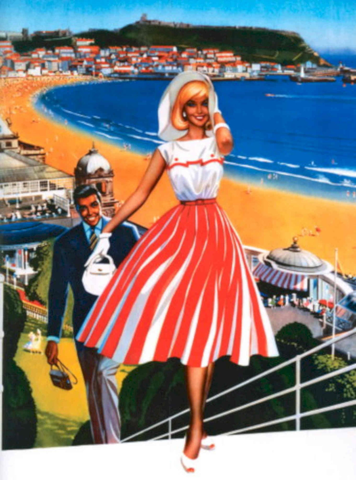 Red Striped Woman 1950s Vintage Retro Advert Poster