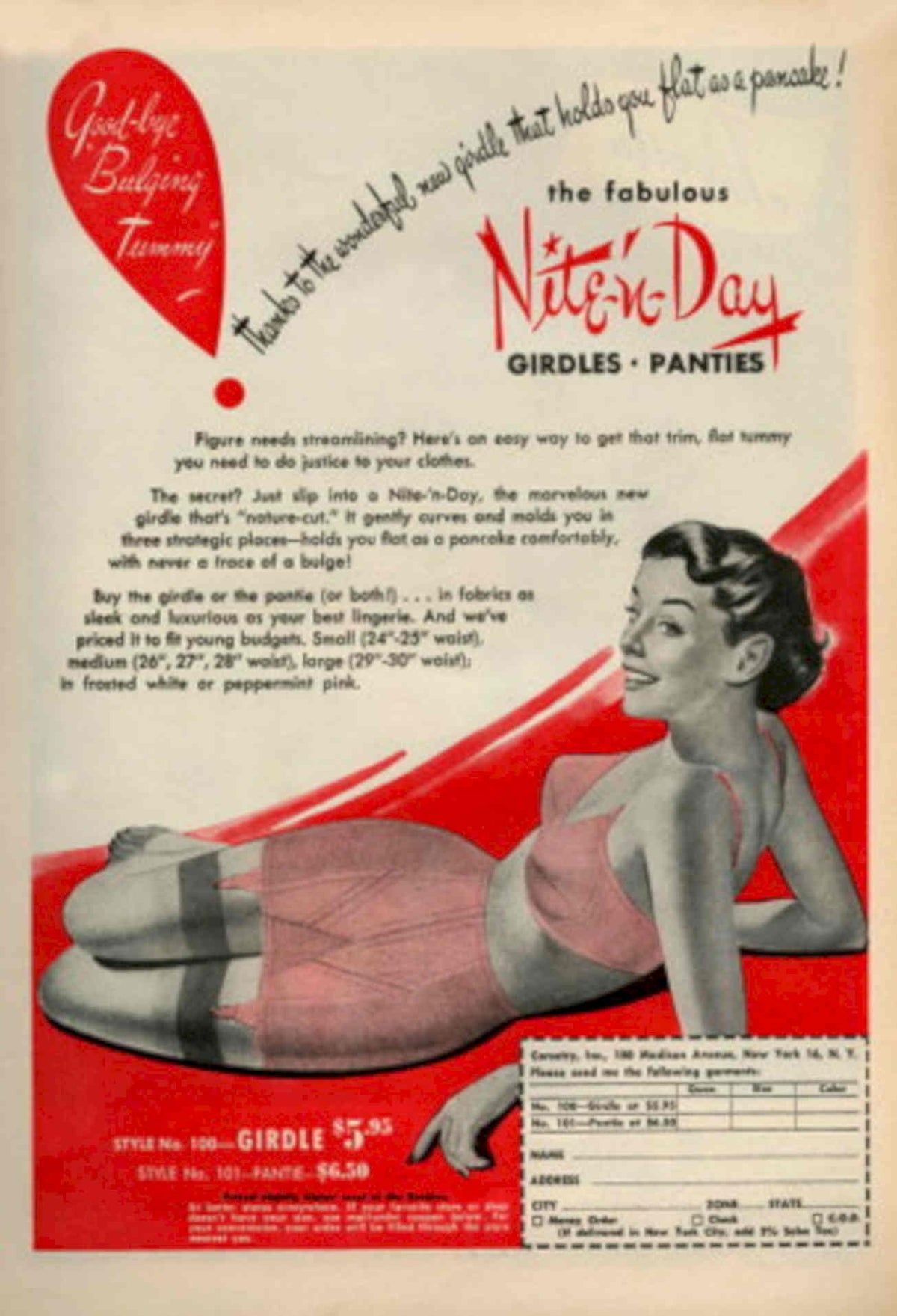 Red Tub Girdles 1950s Vintage Retro Advert Poster