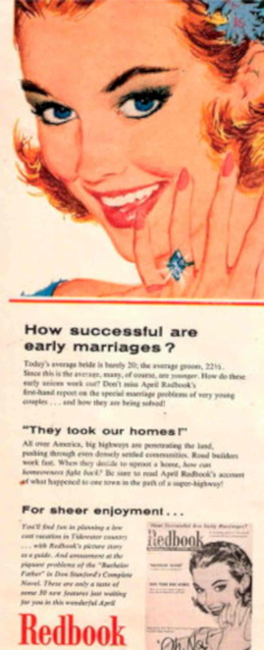 Redbook Flower Marriage 1950s Vintage Retro Advert Poster