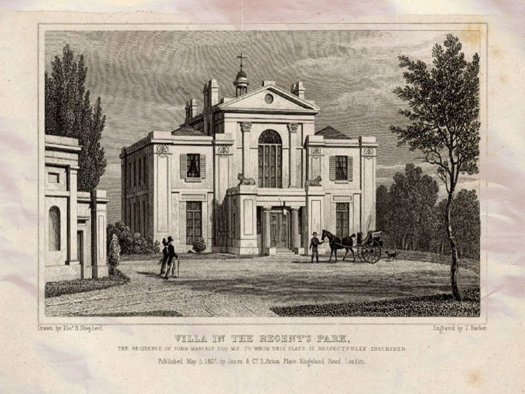 Regent Park Residence John Maberly London Shepherd 1827 Vintage A4 Photo Print