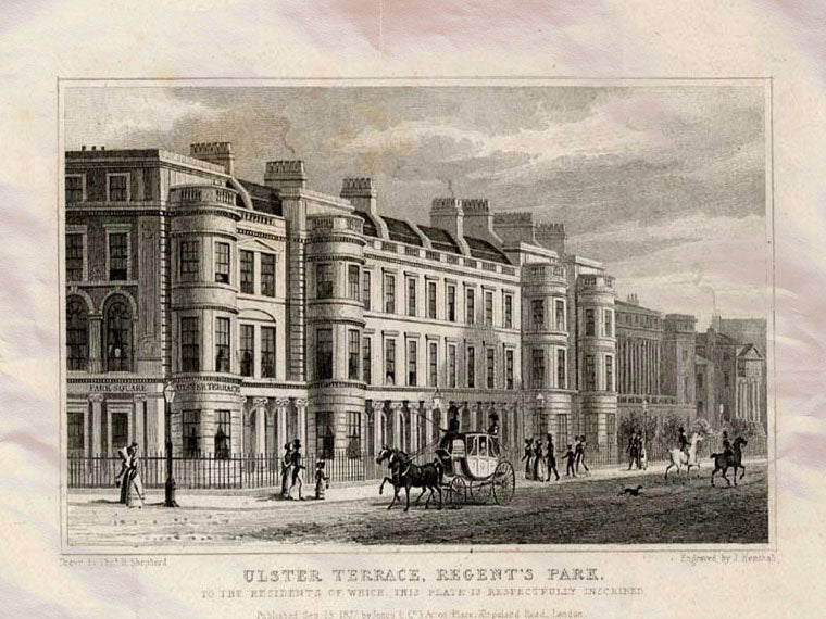 Regent Park Ulster Terrace London England Shepherd 1827 Vintage A4 Photo Print