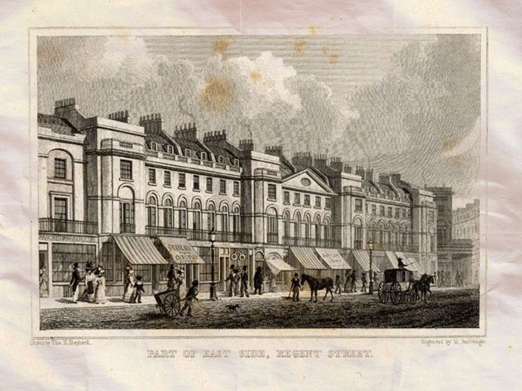 Regent St East Side London England Shepherd 1827 Vintage A4 Photo Print