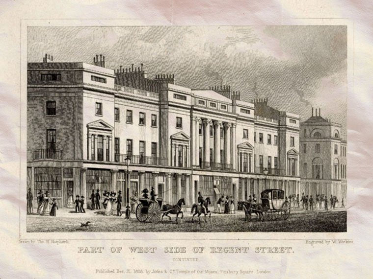 Regent St London England Shepherd 1827 Vintage A4 Photo Print
