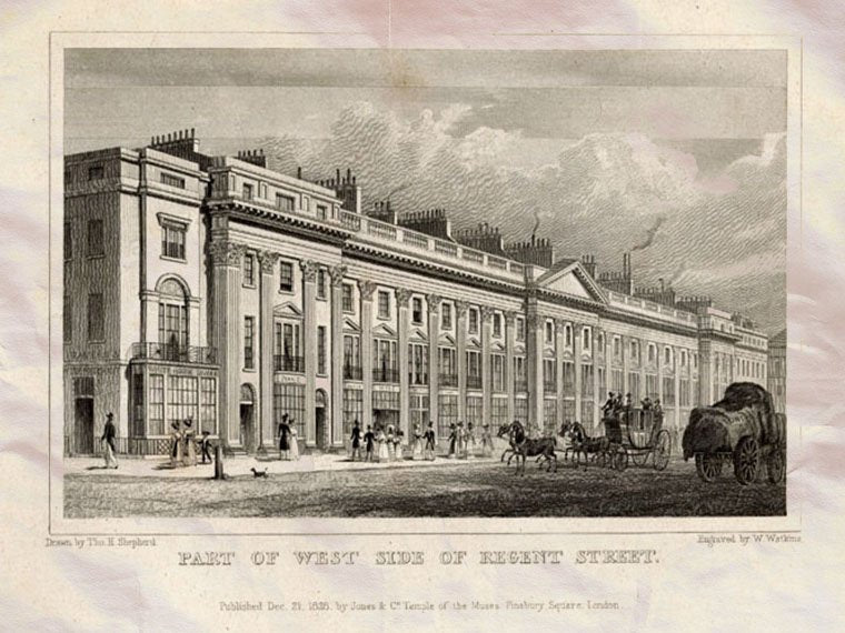 Regent St West London England Shepherd 1827 Vintage A4 Photo Print