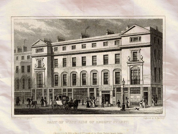 Regent St West Side London England Shepherd 1827 Vintage A4 Photo Print