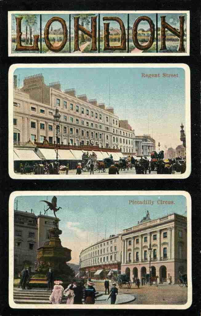  Regent St & Piccadilly Circus A4 Photo Print