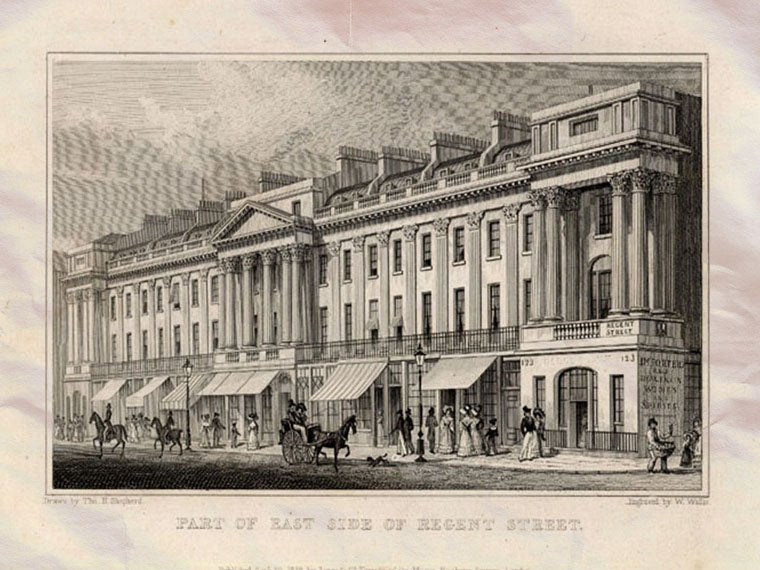 Regent Street East London England Shepherd 1827 Vintage A4 Photo Print