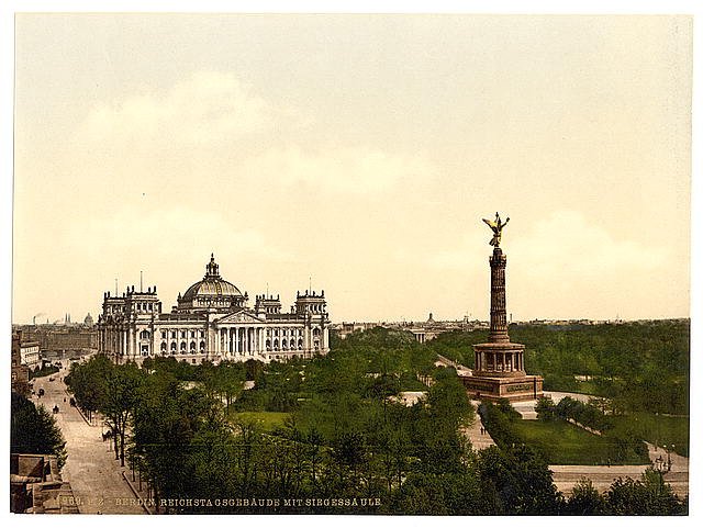 Reichstag House with Triumphal Column Berlin Vintage A4 Photo Print
