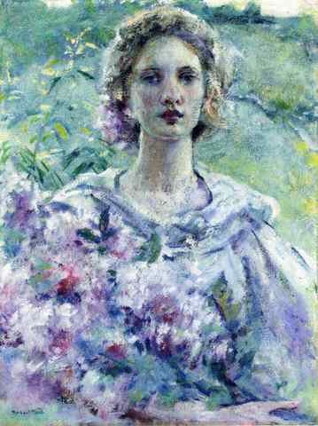 Reid Robert Lewis Girl with Flowers A4 Photo Print