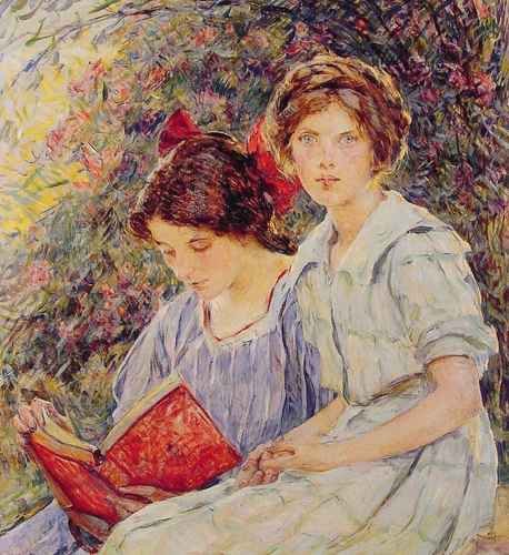 Reid Robert Two Girls Reading A4 Photo Print