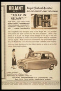 Reliant Regal 3wheel 1950s Vintage Retro Advert Poster