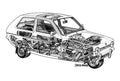 Reliant Robin 1973 cutaway A4 Photo Print