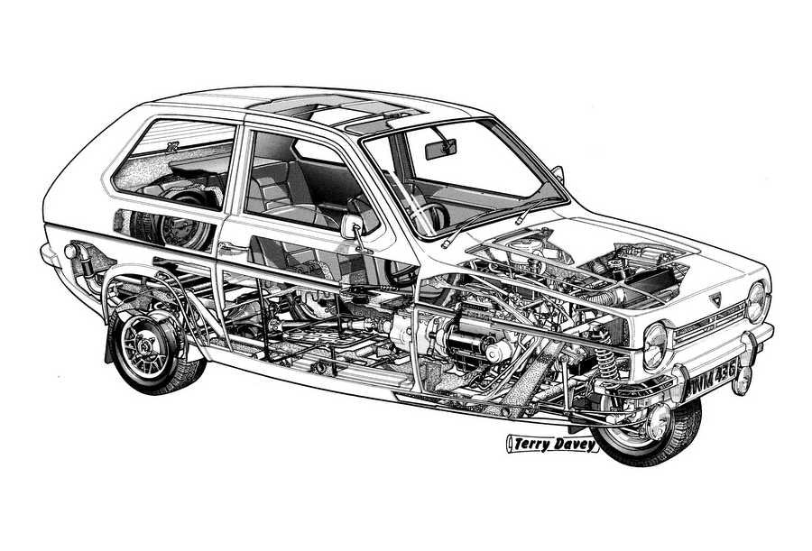 Reliant Robin 1973 cutaway A4 Photo Print
