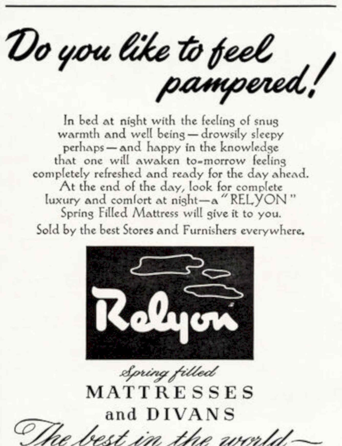 Relyon Spring Mattresses Vintage Retro Advert Poster A4 Photo Print