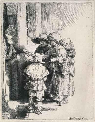Rembrandt Beggars at a door SIL A4 Photo Print
