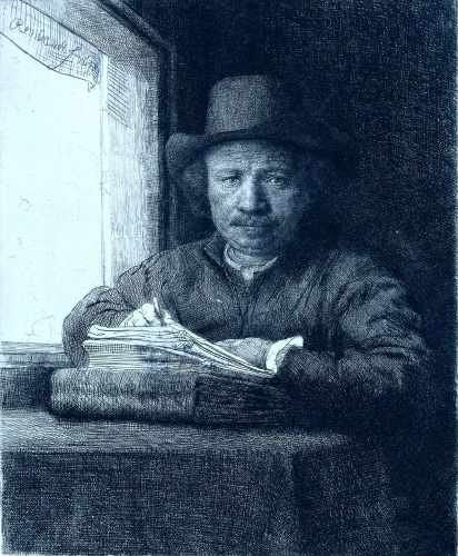 Rembrandt Drawing At A Window Rjm A4 Photo Print