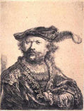 Rembrandt In Velvet Cap And Plume Sil A4 Photo Print