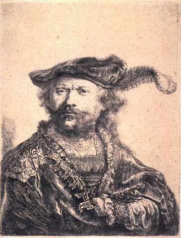 Rembrandt In Velvet Cap And Plume Sil A4 Photo Print