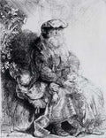 Rembrandt Jacob Caressing Benjamin A4 Photo Print