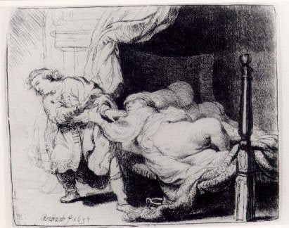 Rembrandt Joseph and Potiphars Wife A4 Photo Print