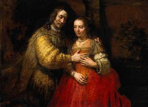 Rembrandt Portrait Of Two Figures From The Old Testament Known As The Jewish Bride A4 Photo Print