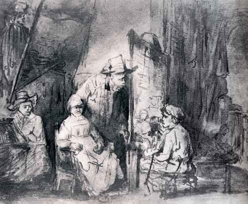 Rembrandt Rembrandt Studio Scene With Sitters A4 Photo Print