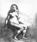 Rembrandt Seated Female Nude A4 Photo Print