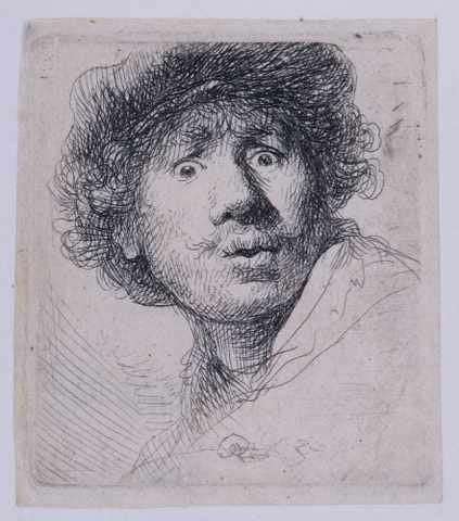 Rembrandt Self Portrait With Cap Openmouthed A4 Photo Print