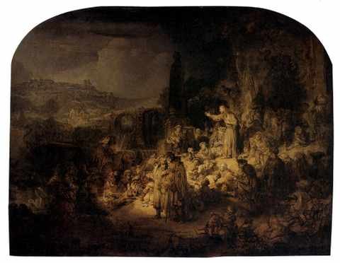 Rembrandt St John The Baptist Preaching A4 Photo Print