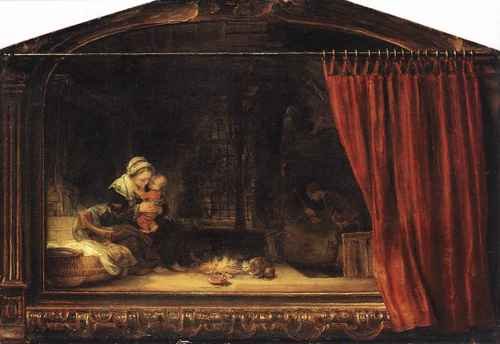 Rembrandt The Holy Family with a Curtain A4 Photo Print