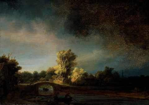 Rembrandt The Stone Bridge C1638 A4 Photo Print