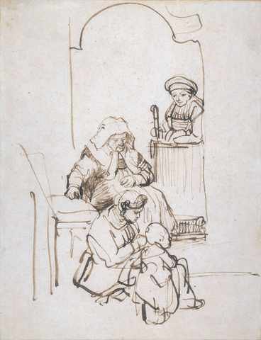 Rembrandt Three Women And Child At The Door A4 Photo Print
