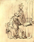 Rembrandt a man seated at a table covered with books 1636 Art A4 Photo Print