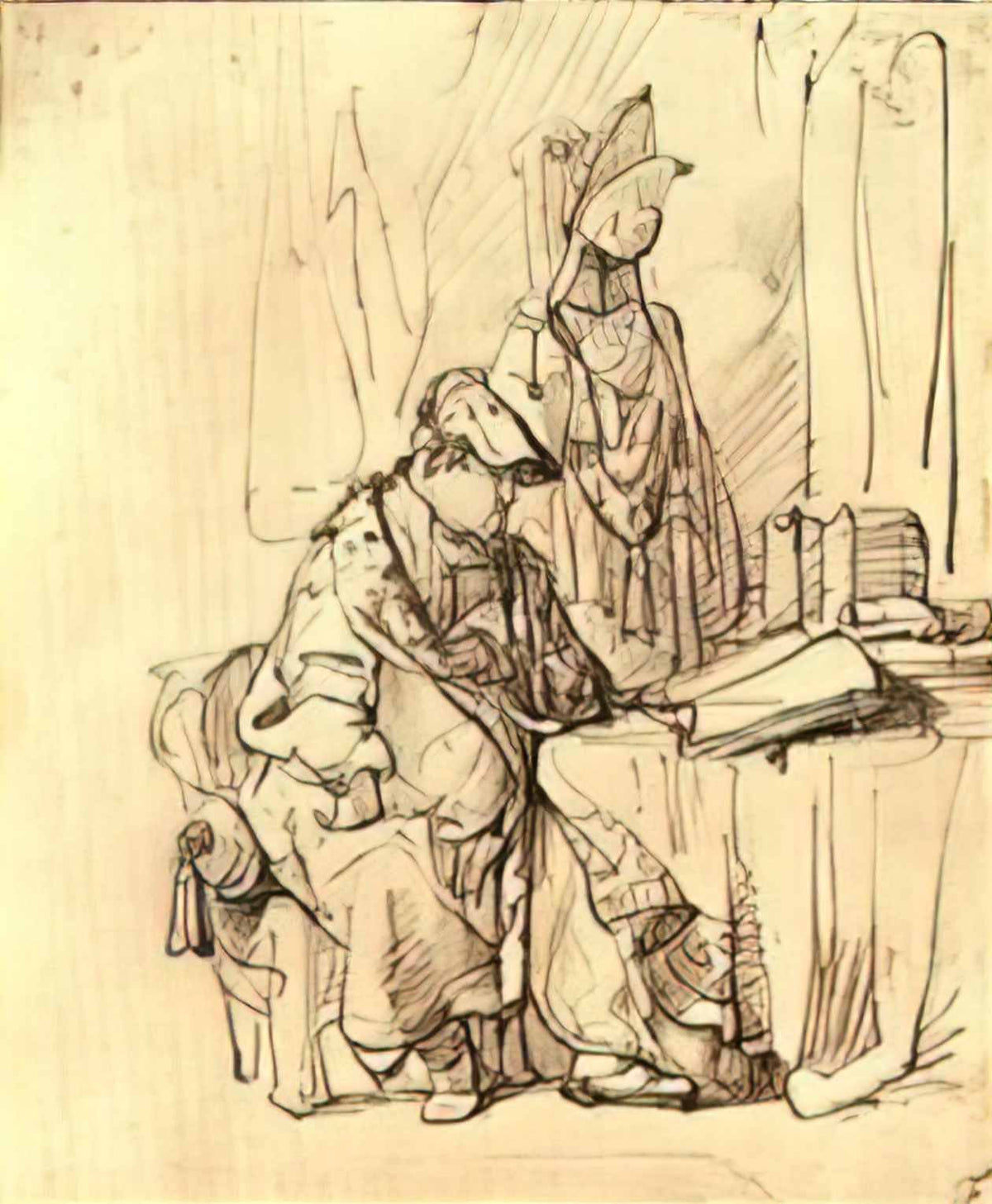 Rembrandt a man seated at a table covered with books 1636 Art A4 Photo Print