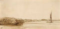Rembrandt a river with a sailing boat on nieuwe meer Art A4 Photo Print
