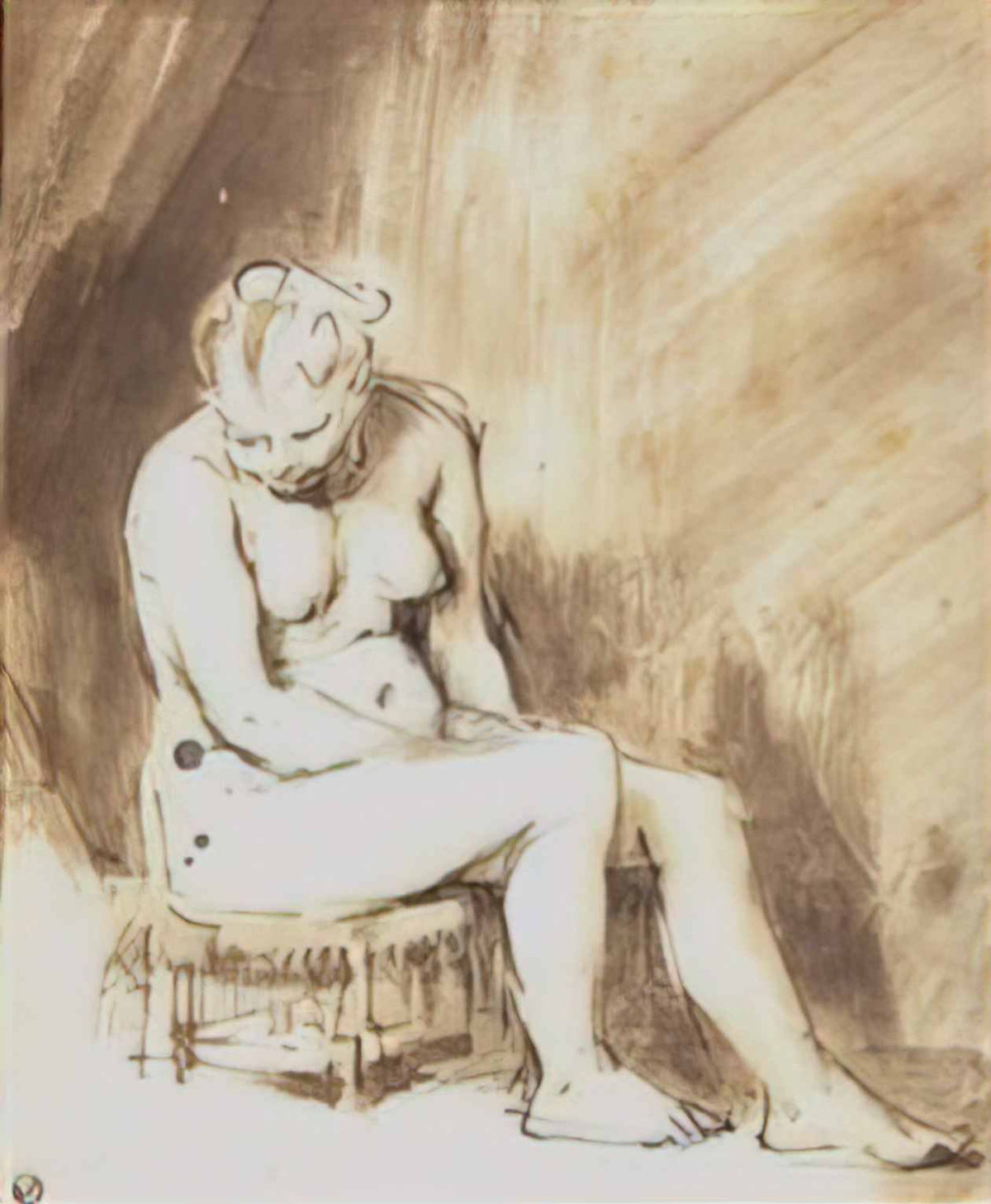 Rembrandt a seated female nude Art A4 Photo Print
