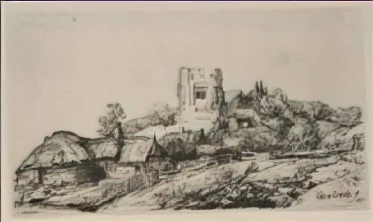 Rembrandt a village with a square tower 1650 Art A4 Photo Print