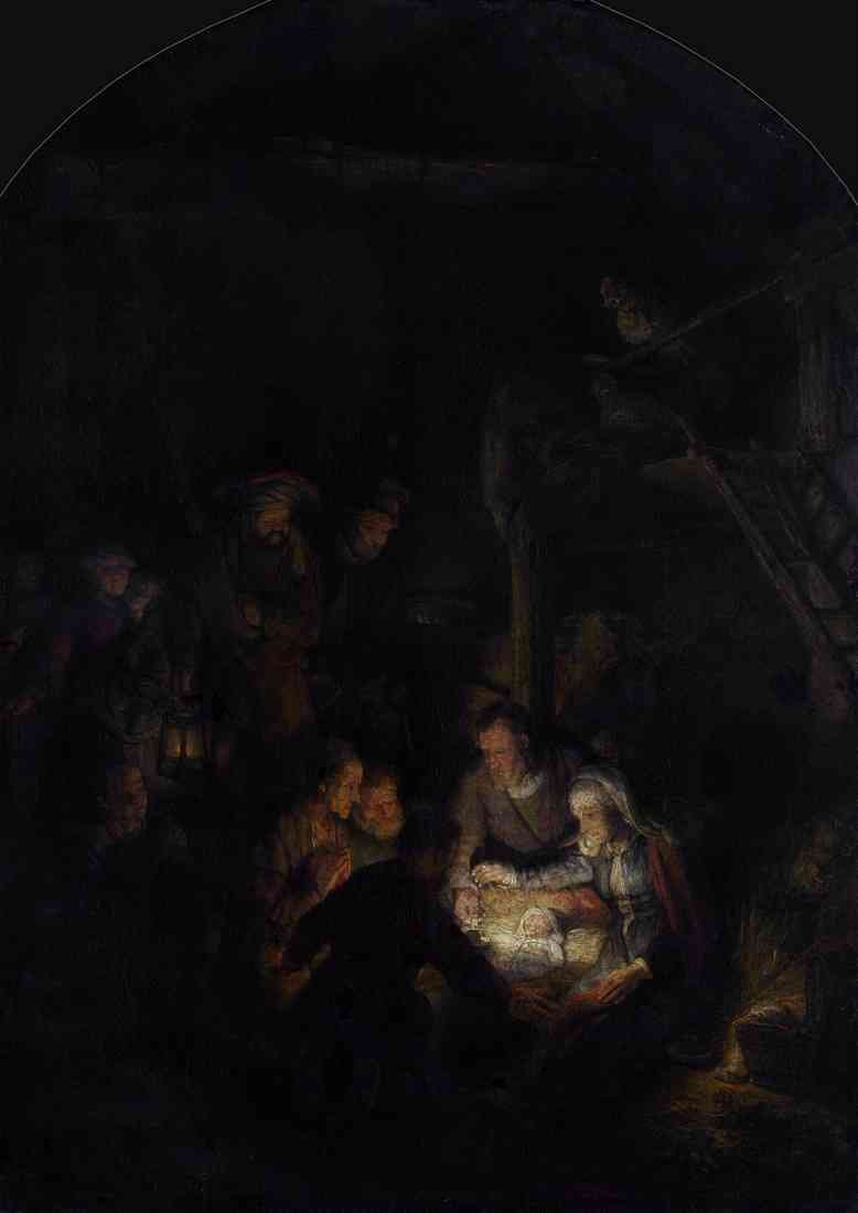 Rembrandt adoration of the shepherds fragment A4 Photo Print
