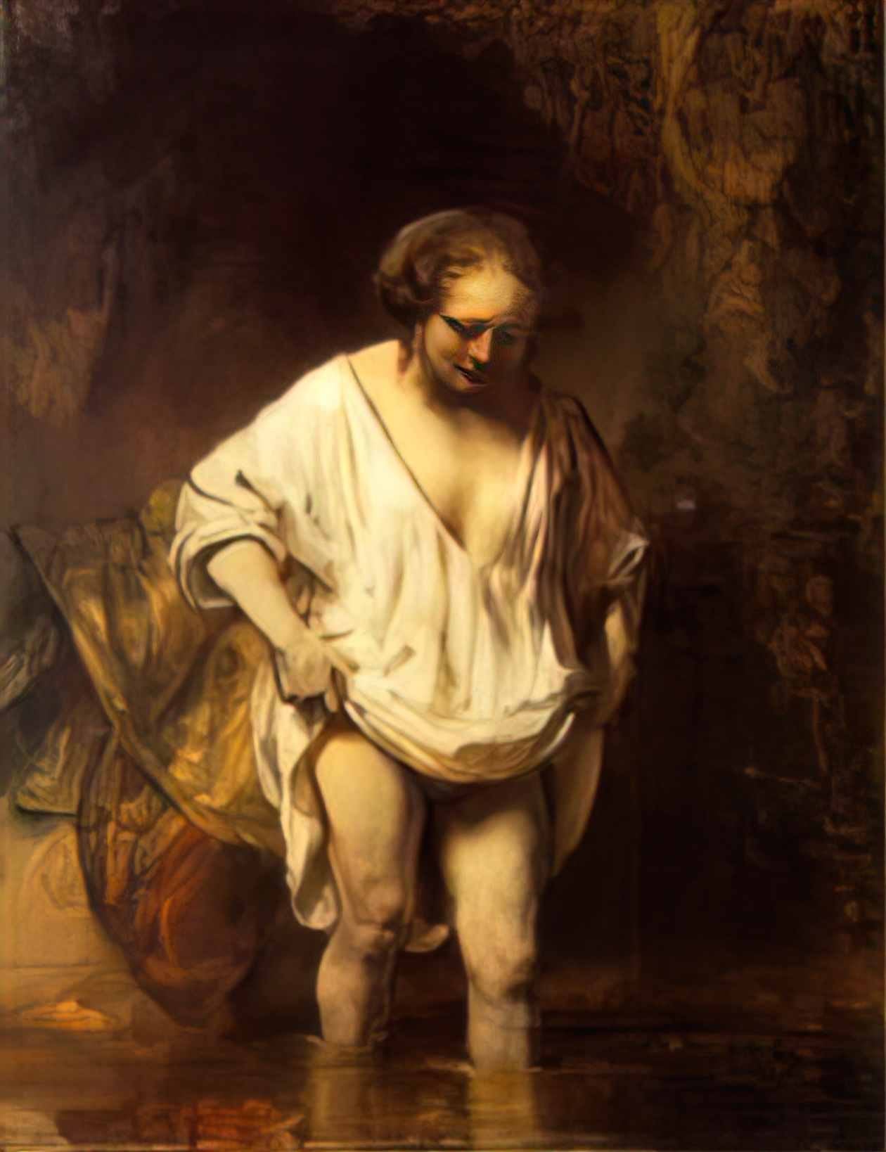 Rembrandt bathing river Art A4 Photo Print