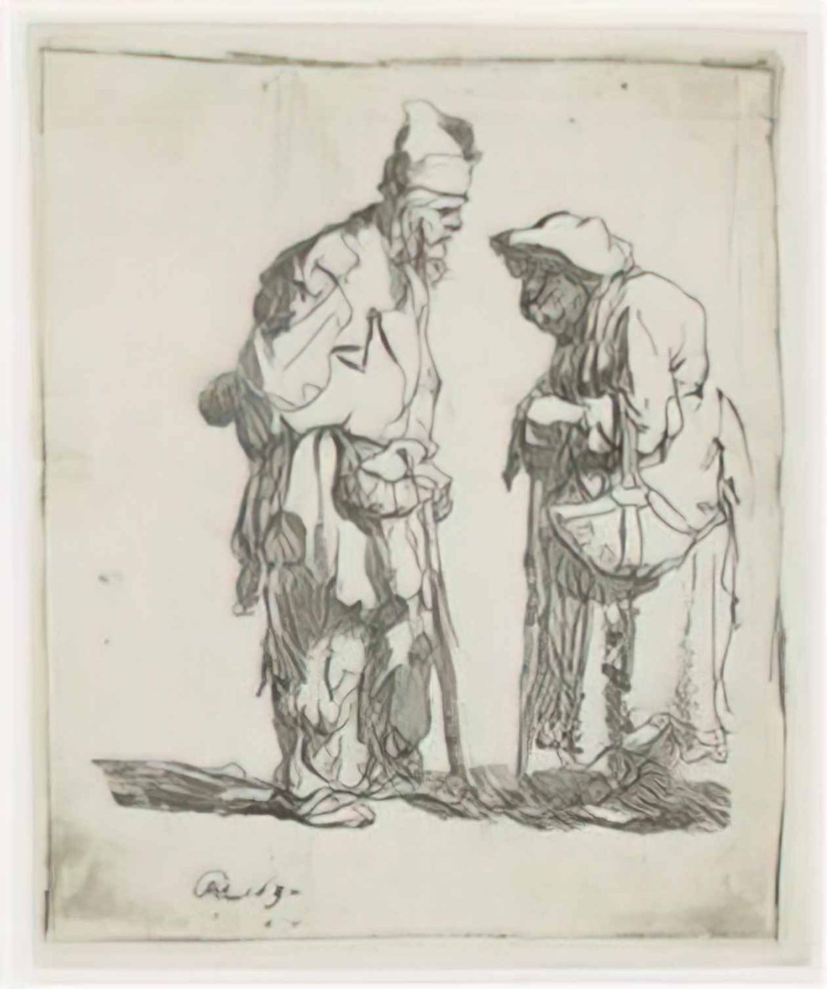 Rembrandt beggar man and beggar woman conversing 1630 Art A4 Photo Print
