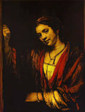 Rembrandt hendrickje at an open doo 1656 Art A4 Photo Print