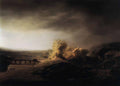 Rembrandt landscape with a long arched bridge Art A4 Photo Print