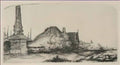 Rembrandt landscape with an obelisk 1650 Art A4 Photo Print